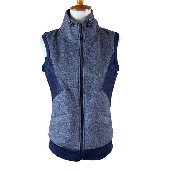 Lorna Jane Angelique Navy Heathered Athletic Zip Front Sleeveless Vest Medium - Picture 2 of 6